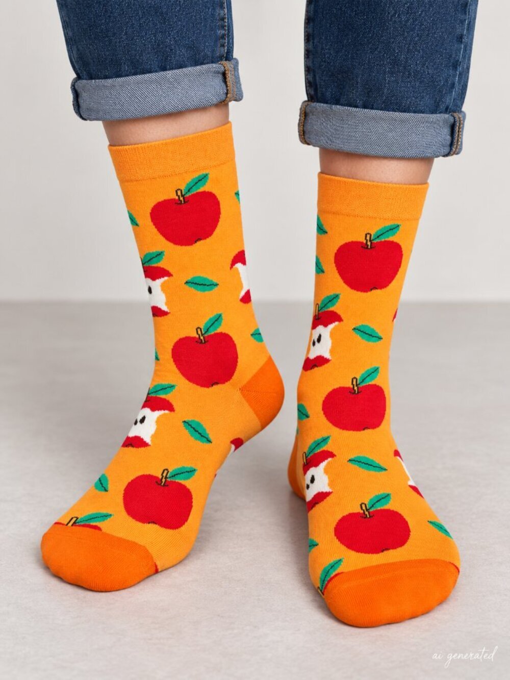 Apple Novelty Crew Socks Orange Back to School Teacher Gift One Size